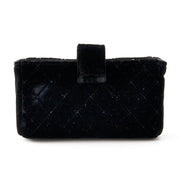 Authentic Chanel Black Quilted Velvet Mini Purse Clutch shop safe online secondhand designer vintage chanel for the best price