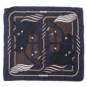 Authentic Hermès silk 'Carré' scarf with mirrored graphic horse head print. 100% silk.