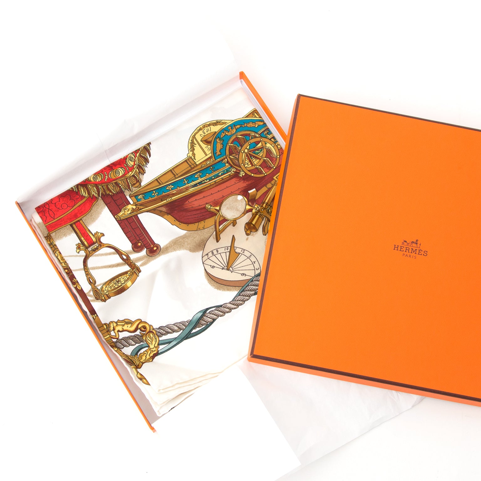 koop veilig online tweedehands Hermes Carré Bateau à Vapeur De Jouffroy d'Abbans