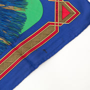 Hermès Silk Carré Scarf Cuirs Du Desert Green Blue