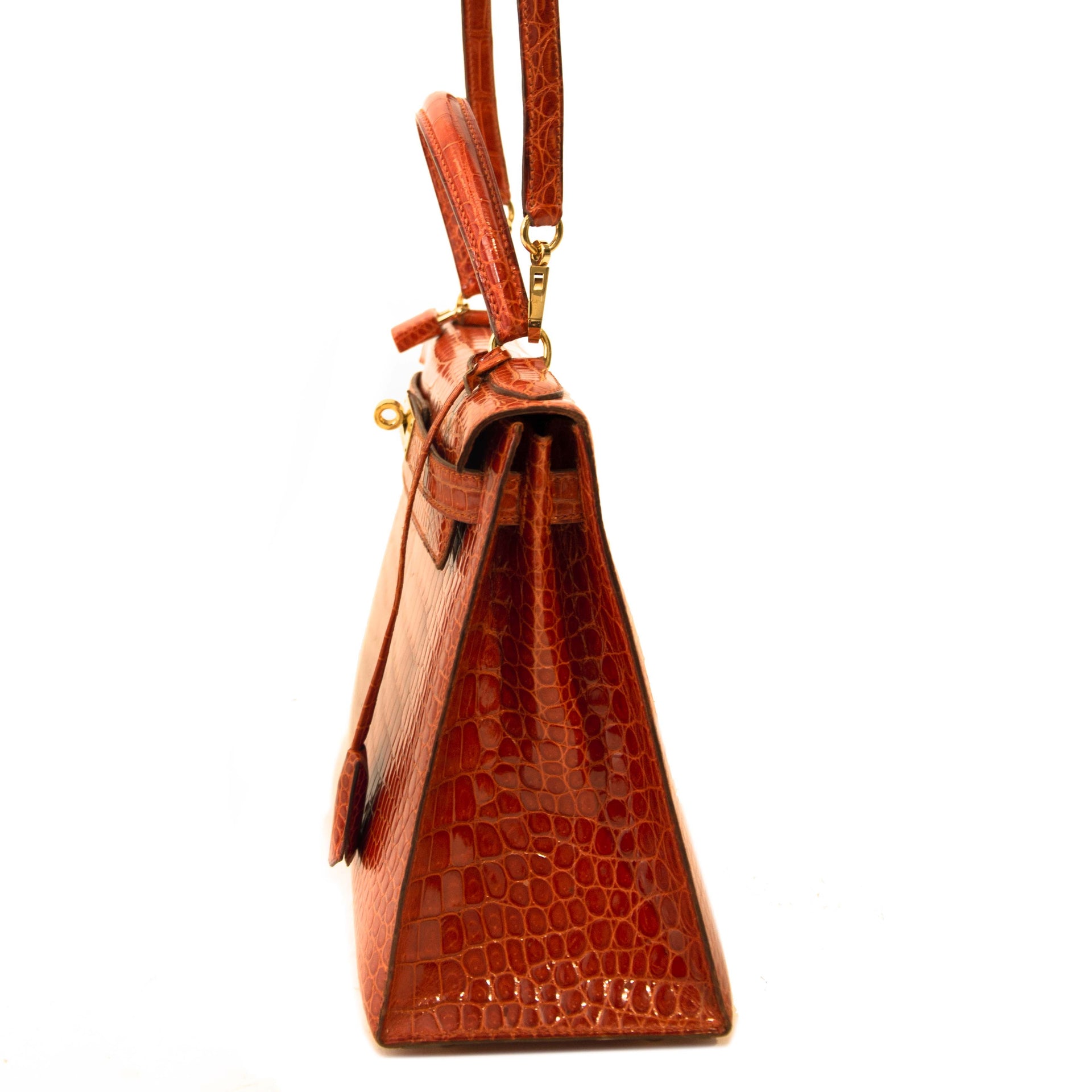 Hermès Kelly 28 Rouge Agathe Krokodil Porosus GHW