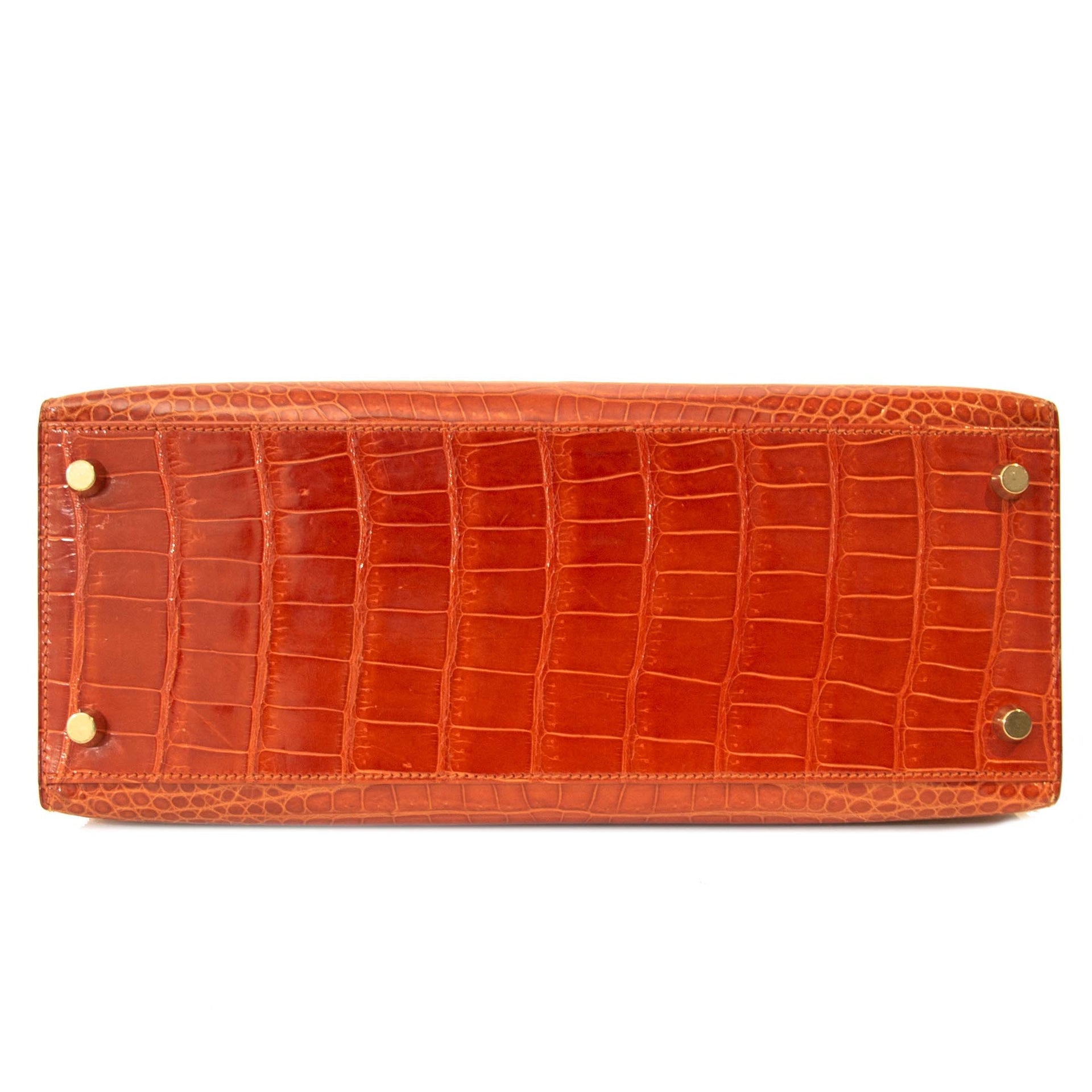 Hermès Kelly 28 Rouge Agathe Krokodil Porosus GHW