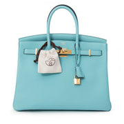 Hermès Birkin Togo Blue Atole GHW 35 preloved hermes birkin hand bag online at e shop labellov