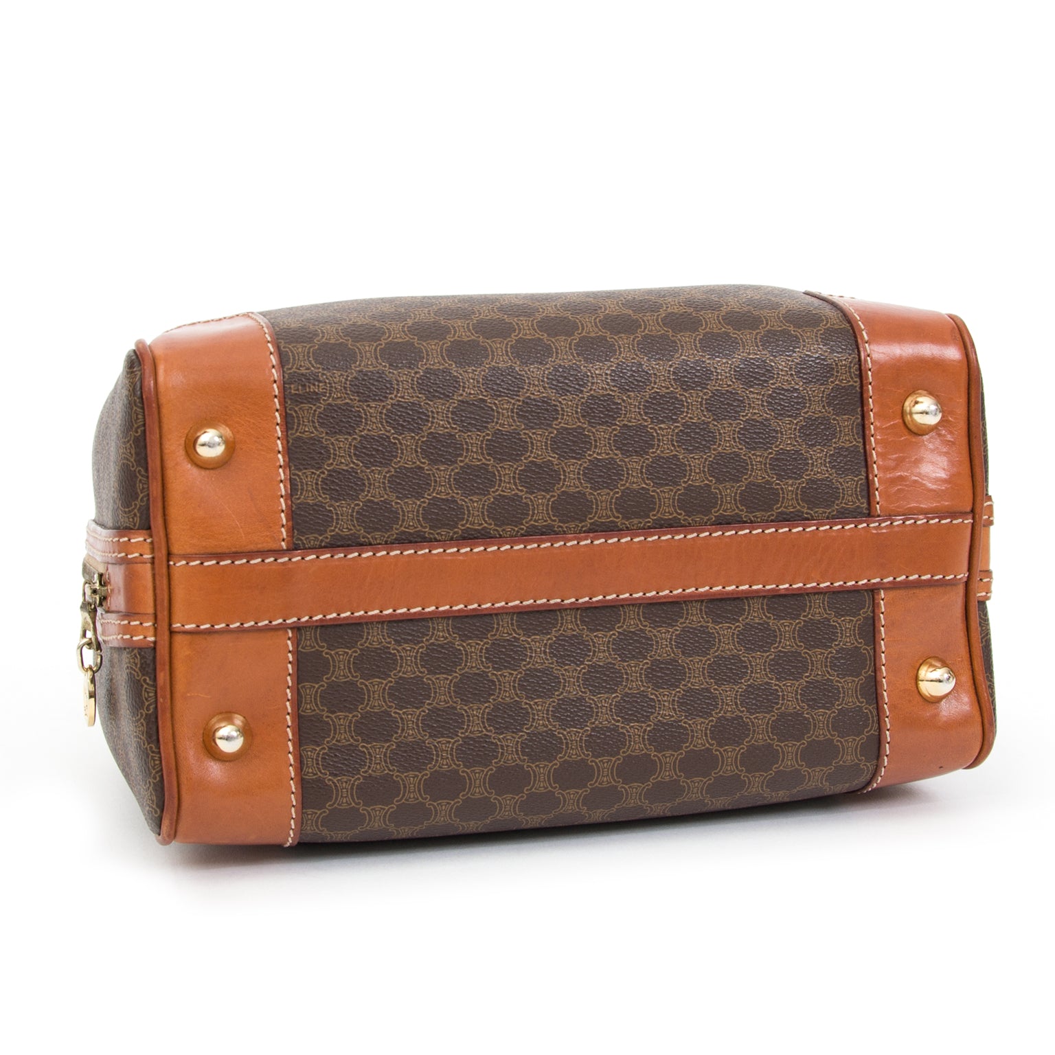 Céline Brown Monogram Canvas Handbag shop buy sell resell preowned designer handbags and accessories