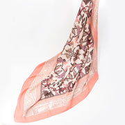 Large Hermès cashmere/silk blend scarf in beautiful pinks and greys. Super soft to the touch. Peacock and garden birds print theme.
