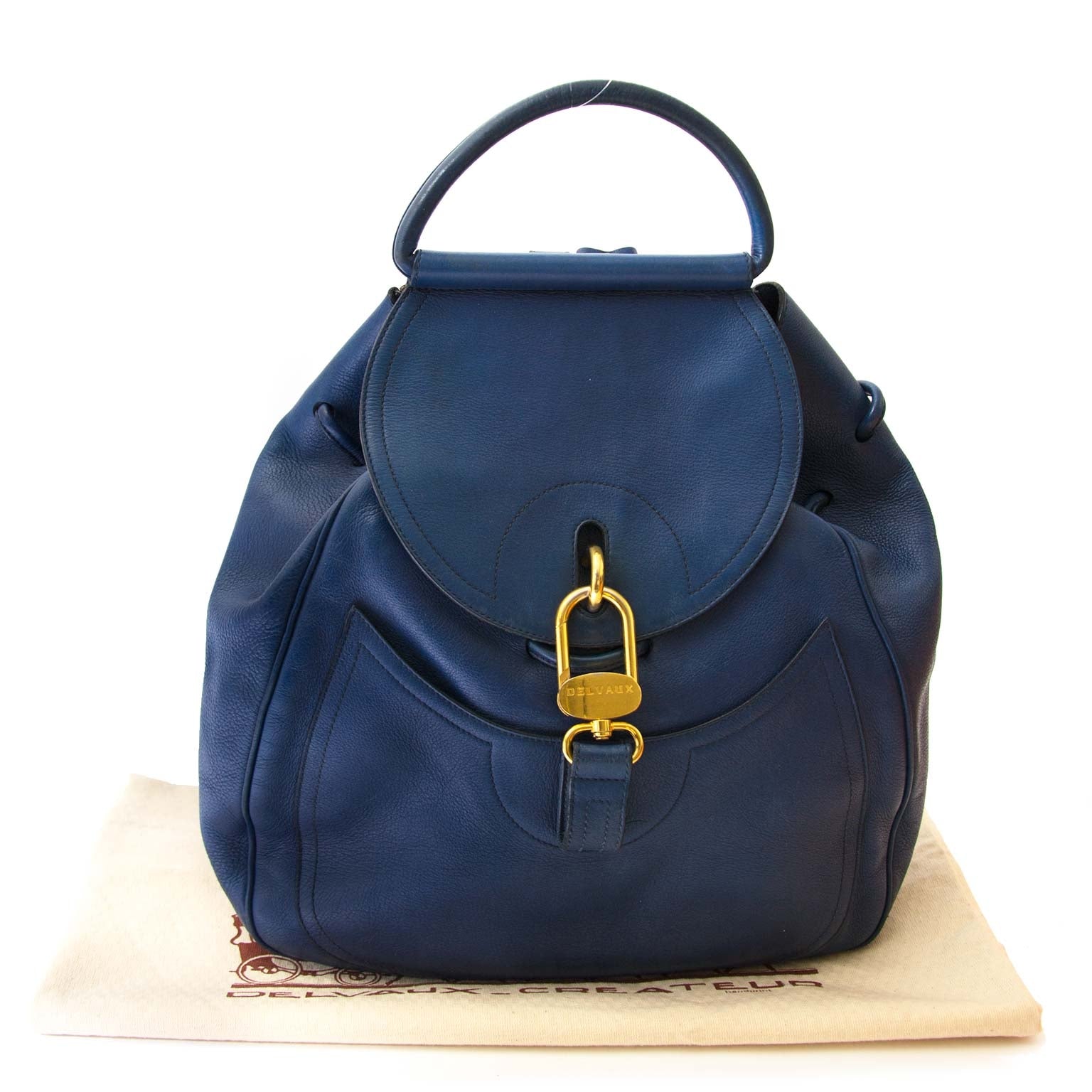 delvaux blue Lucifer GM backpack now for sale at labellov vintage fashion webshop belgium