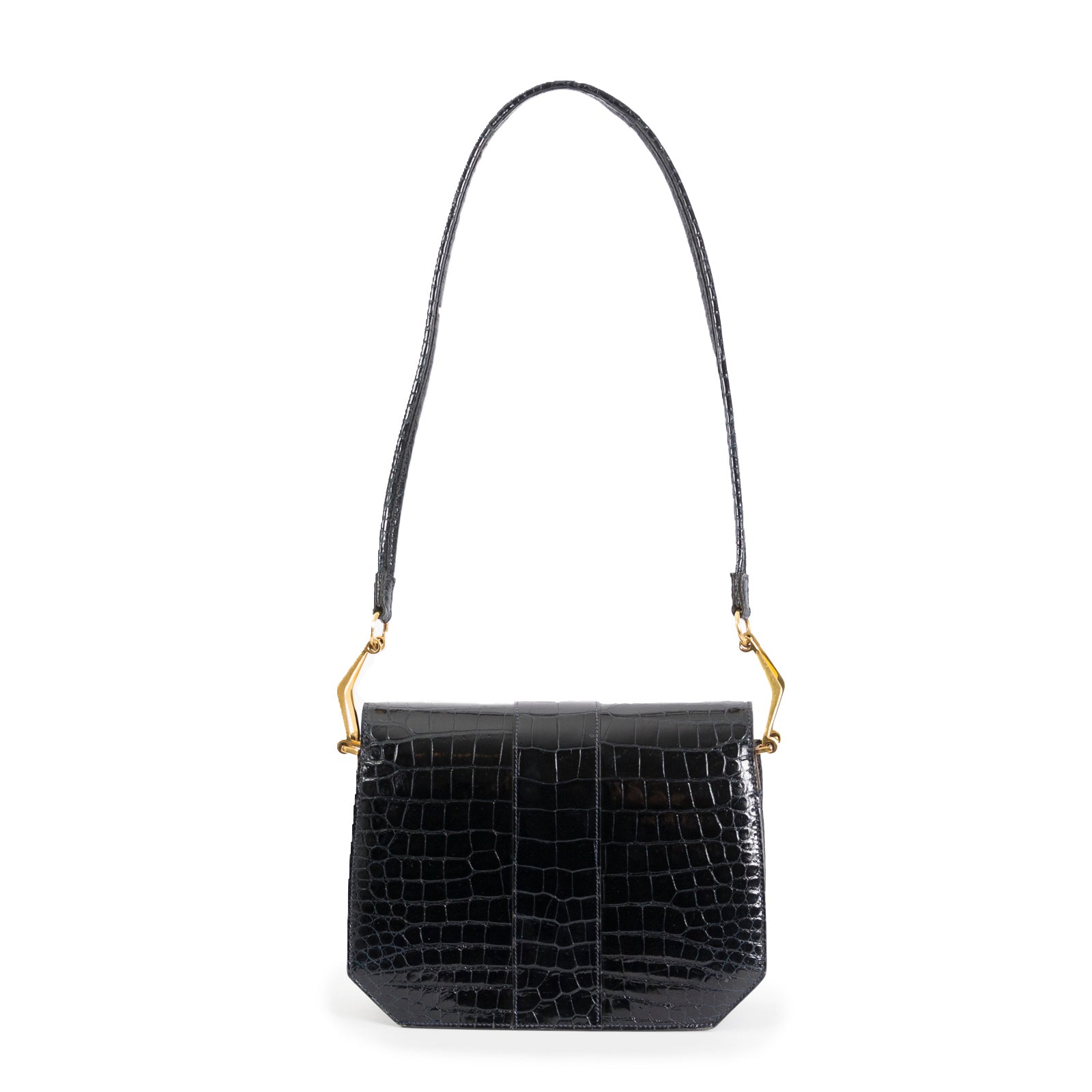 shop safe online your Hermès Dark Blue Croco Leather Handbag