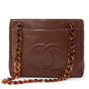 Chanel Nut Brown Tortoise Chain Tote tweedehands vintage designer mode handtassen te koop online labellov