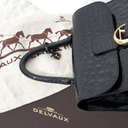 real real Delvaux Black Croco Brillant best price secondhand luxury bags