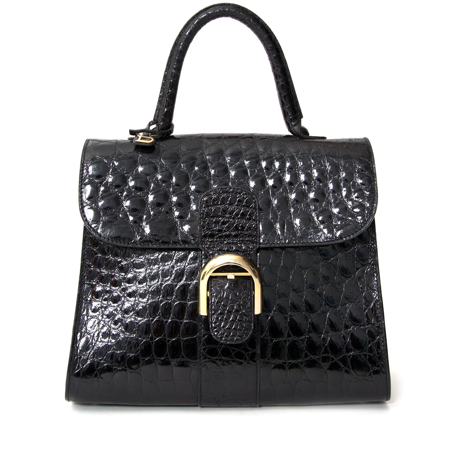 buy safe online Delvaux Black Croco Brillant best price like new