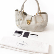 Prada Off White Shopping Vit. Daino Top Handle second hand best price online webshop labellov