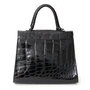 real real Delvaux Black Croco Brillant best price secondhand luxury bags