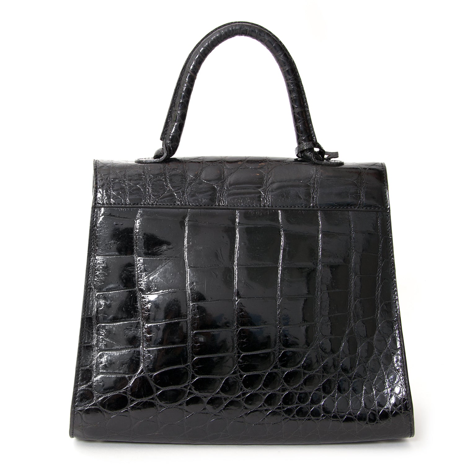 real real Delvaux Black Croco Brillant best price secondhand luxury bags