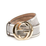 Gucci Fabric and Leather Silver Belt kopen en verkopen online bij labellov vintage