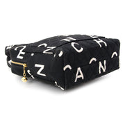 Chanel Black Quilted Fabric Logo Tote Koop authentieke vintage handtassen bij LabelLOV Antwerpen.
