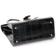 real real Delvaux Black Croco Brillant best price secondhand luxury bags
