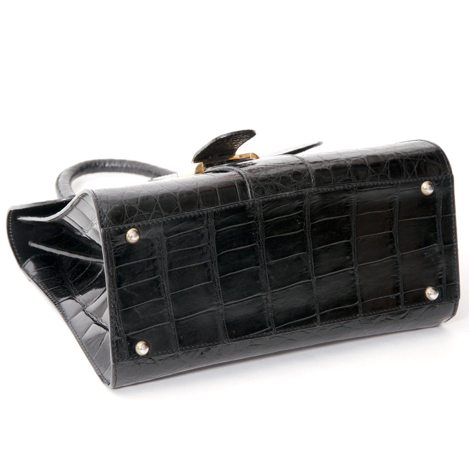 real real Delvaux Black Croco Brillant best price secondhand luxury bags