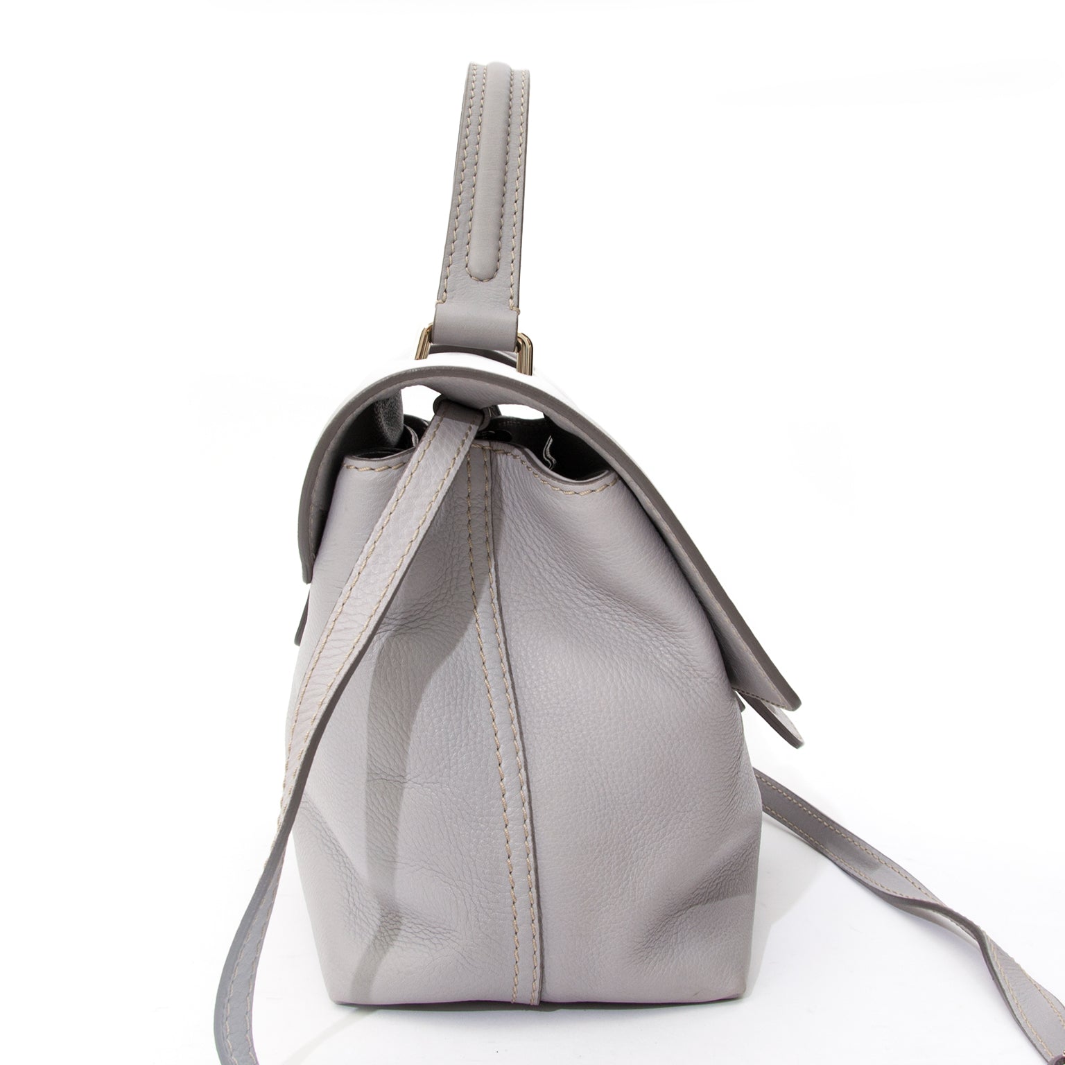 Tod's Pastel Grey Top Handle Bag With Strap For more vintage preloved or new luxury handbags, visit Labellov. The online platform offers a wide selection of authentic designer brands for the right price.
