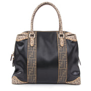 Fendi Black Canvas Logo Tote Bowling Bag Koop authentieke tweedehands Fendi handtassen met juiste prijs bij LabelLOV.
