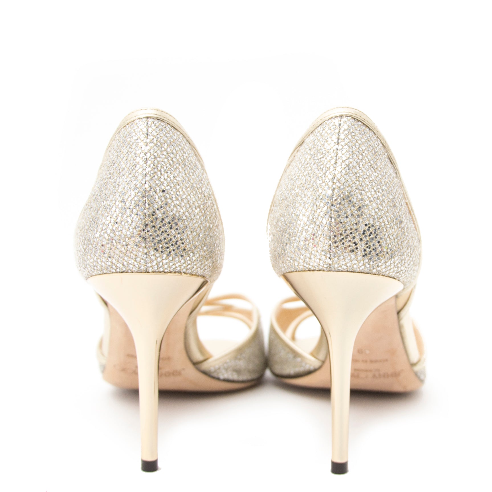 Jimmy Choo Glitter & Metallic Leather Sandals - Size 39