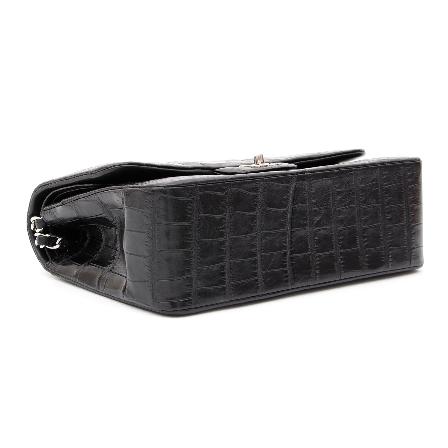 koop veilig online tweedehands net als nieuw Chanel alligator croco zwart flapbag aan de beste prijs