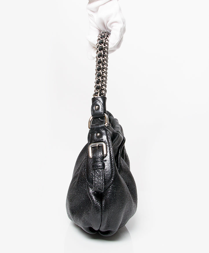 Sac à main noir cuir Prada two seconde main occasion prix correct designer vintage labellov webshop en ligne online shopping Anvers Belgique