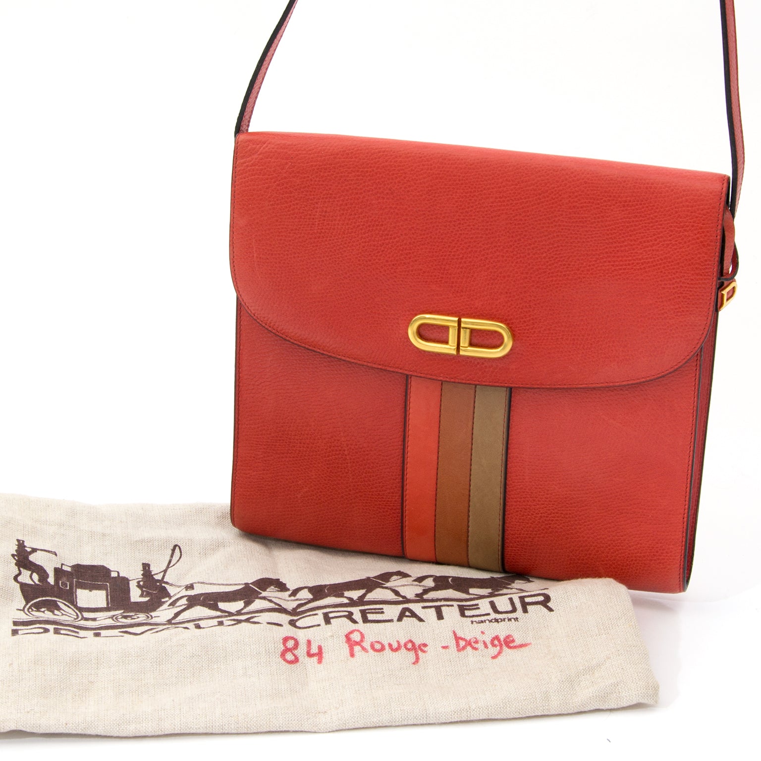 de beste prijs online webshop Belgie , antwerpen Vintage Delvaux Shoulder Flap Bag Brick Red. Labellov provides a platform to buy and sell preloved secondhand luxury designer goods.