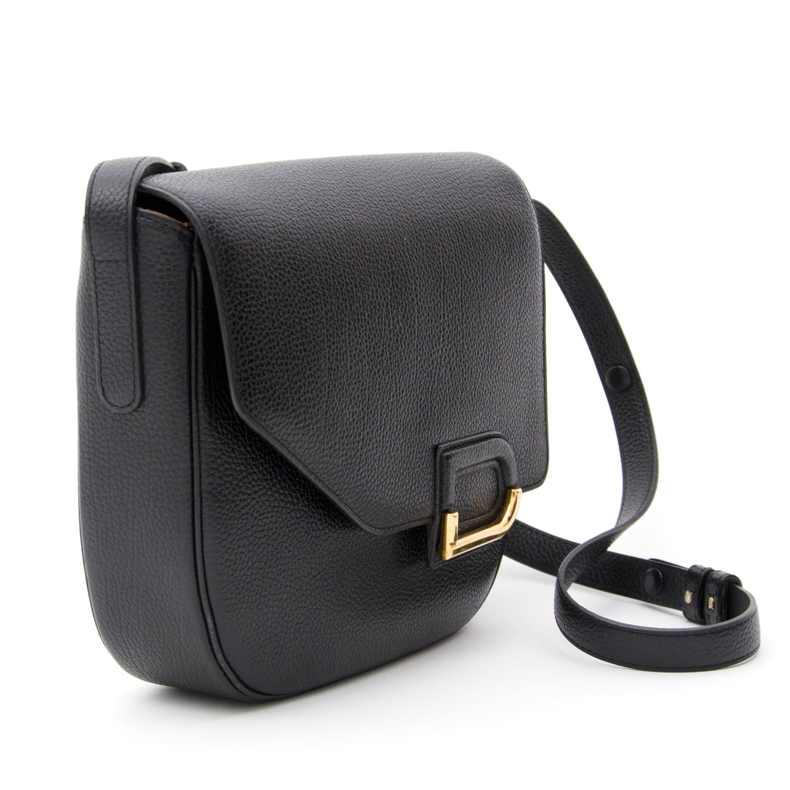 Delvaux zwart leren schoudertas webshop LabelLOV veilig online shoppen aan de juiste prijs tweedehands