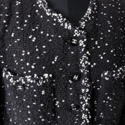 Chanel Black Dotted Tweed Jacket authentique seconde main en ligne shopping webshop Anvers Belgique LabelLOV mode en vogue style designer luxe marques veste vestes