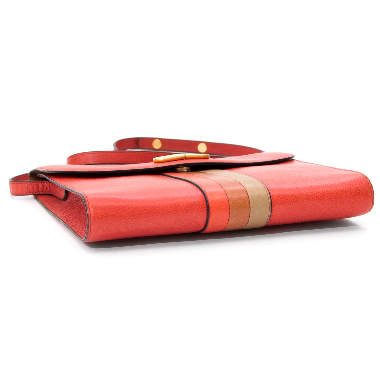 Vintage Delvaux Shoulder Flap Bag Brick Red. Labellov provides a platform to buy and sell preloved secondhand luxury designer goods.