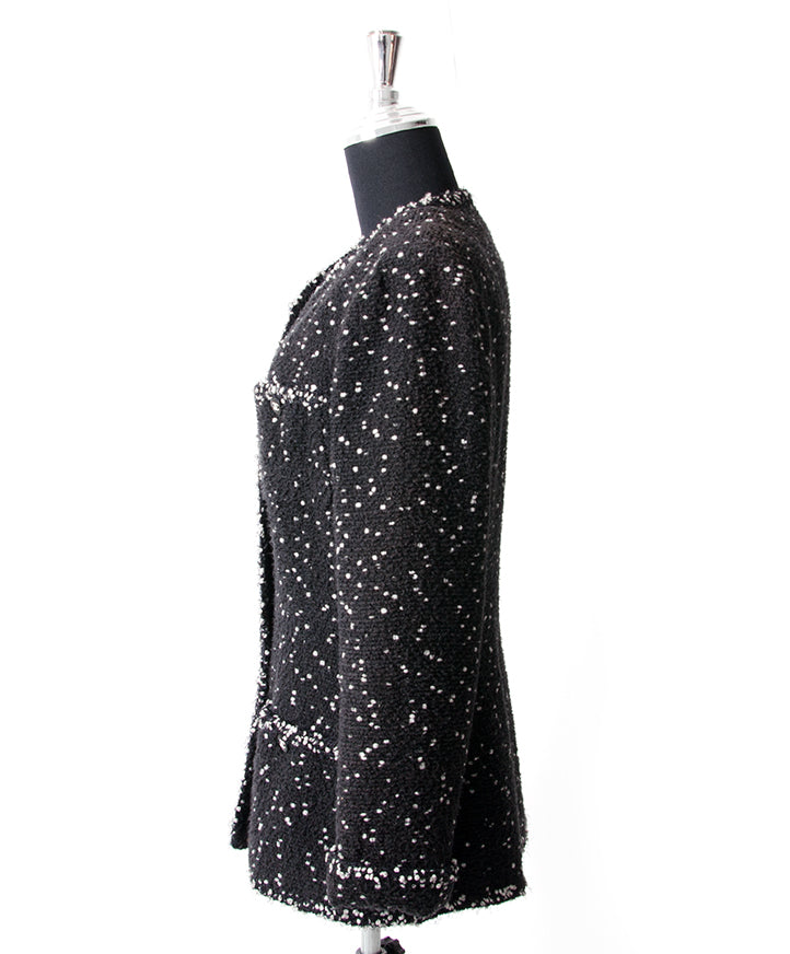Chanel Black Dotted Tweed Jacket secondhand authentic safe online shopping webshop LabelLOV Antwerp Belgium fashion style high end labels brands luxury designer