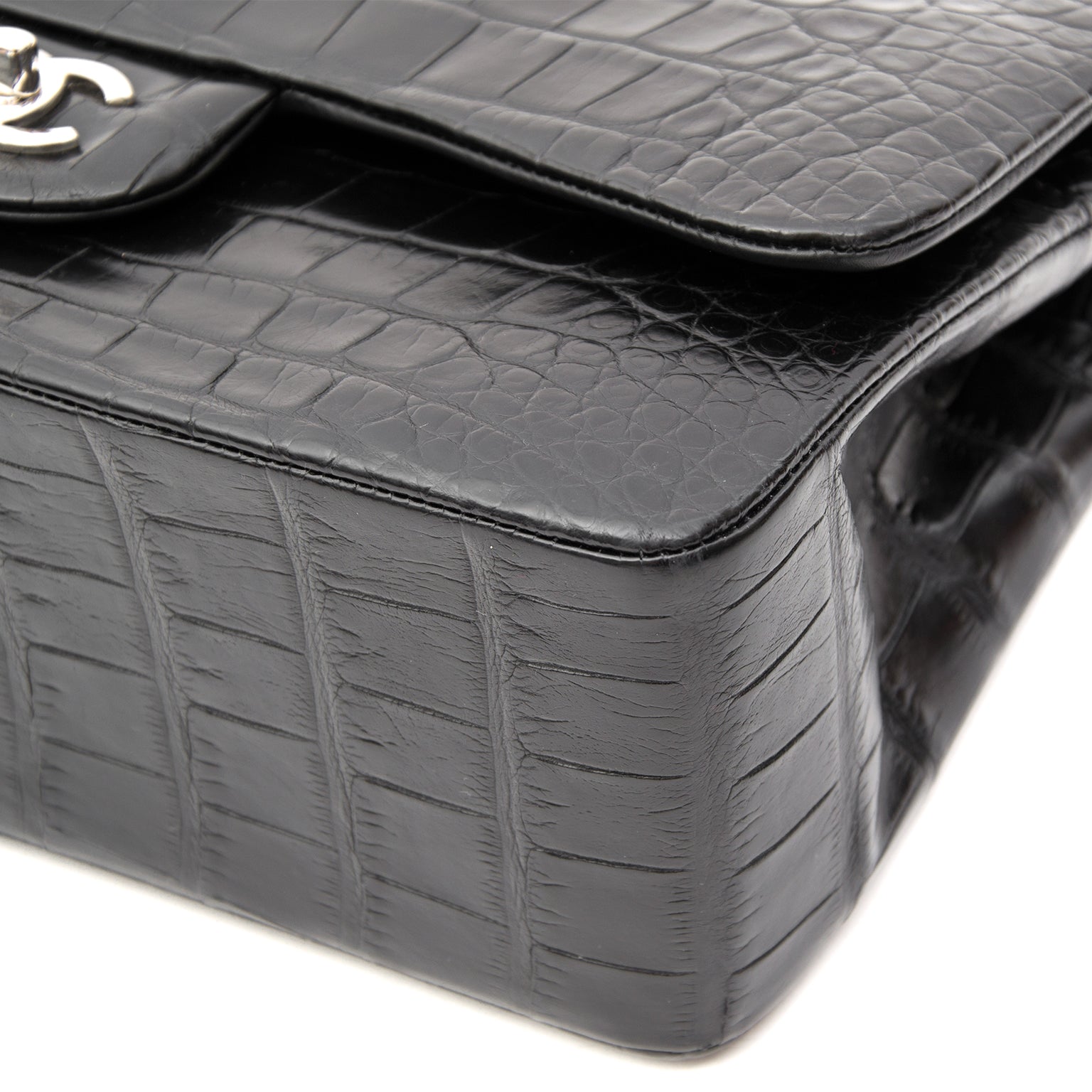 acheter seconde main sac a main chanel jumbo double flap alligator noir comme neuf avec facture 100% authentic