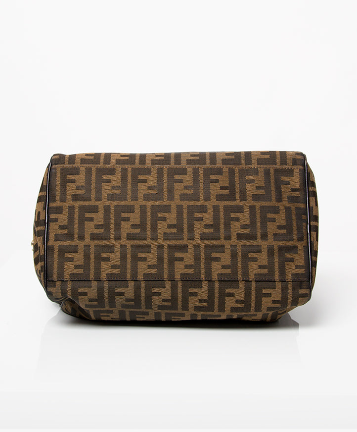 Sac à main noir brun Fendi FF logo cuir two seconde main occasion prix correct designer vintage labellov webshop en ligne online shopping Anvers Belgique