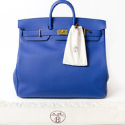 New Hermès HAC Haut à Courroies 50cm Togo Blue Electrique GHW. buy safe second hand designer vintage hermes excellent condition, 100% safe and secure