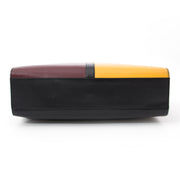 YSL Mondrian shoudertas, zwart leer, burgundy, yellow, vintage, tweedehands