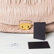 Authentieke tweedehands Prada Dressy Gauffre blush pink roze leren schoudertas cross body juiste prijs veilig online winkelen luxe merken designer vintage winkelen Antwerpen België