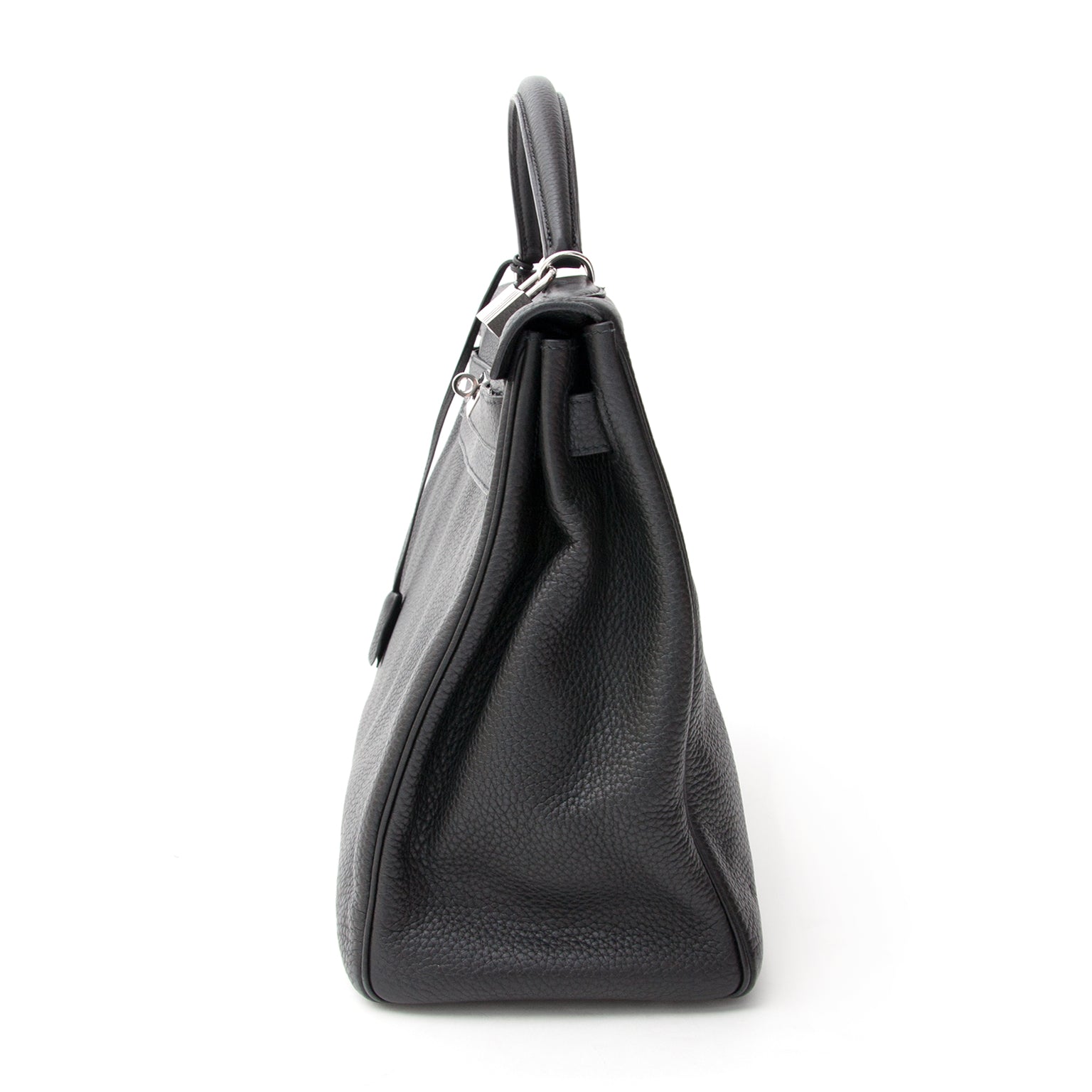 acheter en ligne pour le meilleur prix sac a main Hermes Kelly Black 40 PHW Clemence Taurillon
