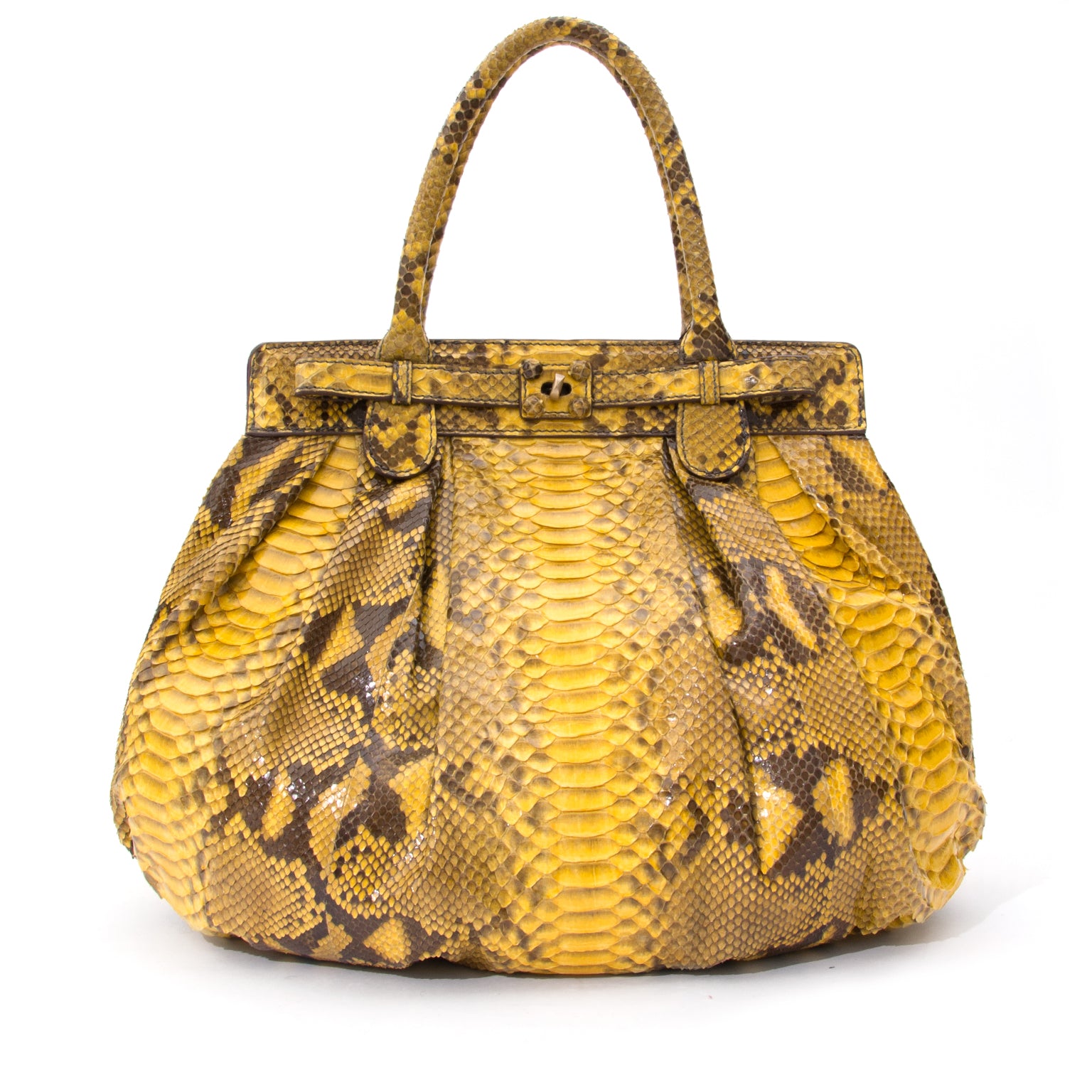 Zagliani Yellow Python Puffy For more vintage preloved or new luxury handbags, visit Labellov. The online platform offers a wide selection of authentic designer brands for the right price.