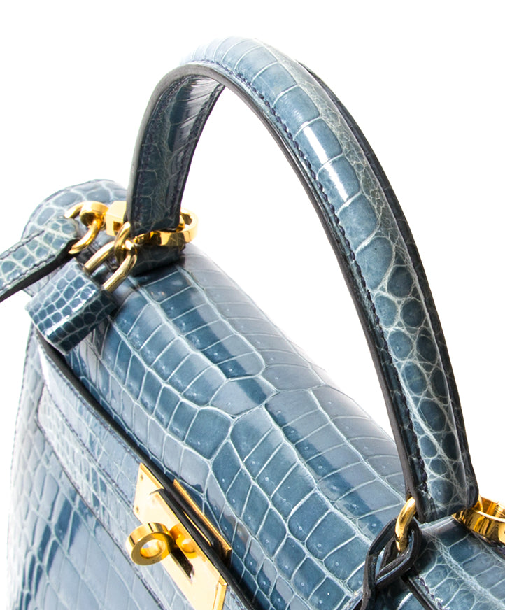instant luxe Hermes crocodile porosus blue jean pour le meilleur prix 100% authentique occasion Belgique