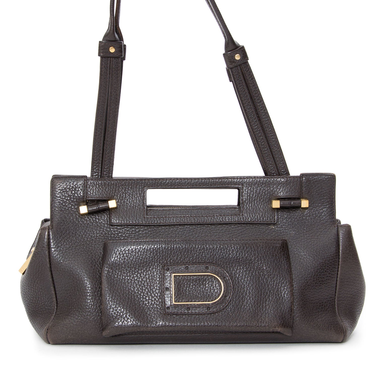 buy safe online secondhand Delvaux Benjamin Pm Dark Brown Bag