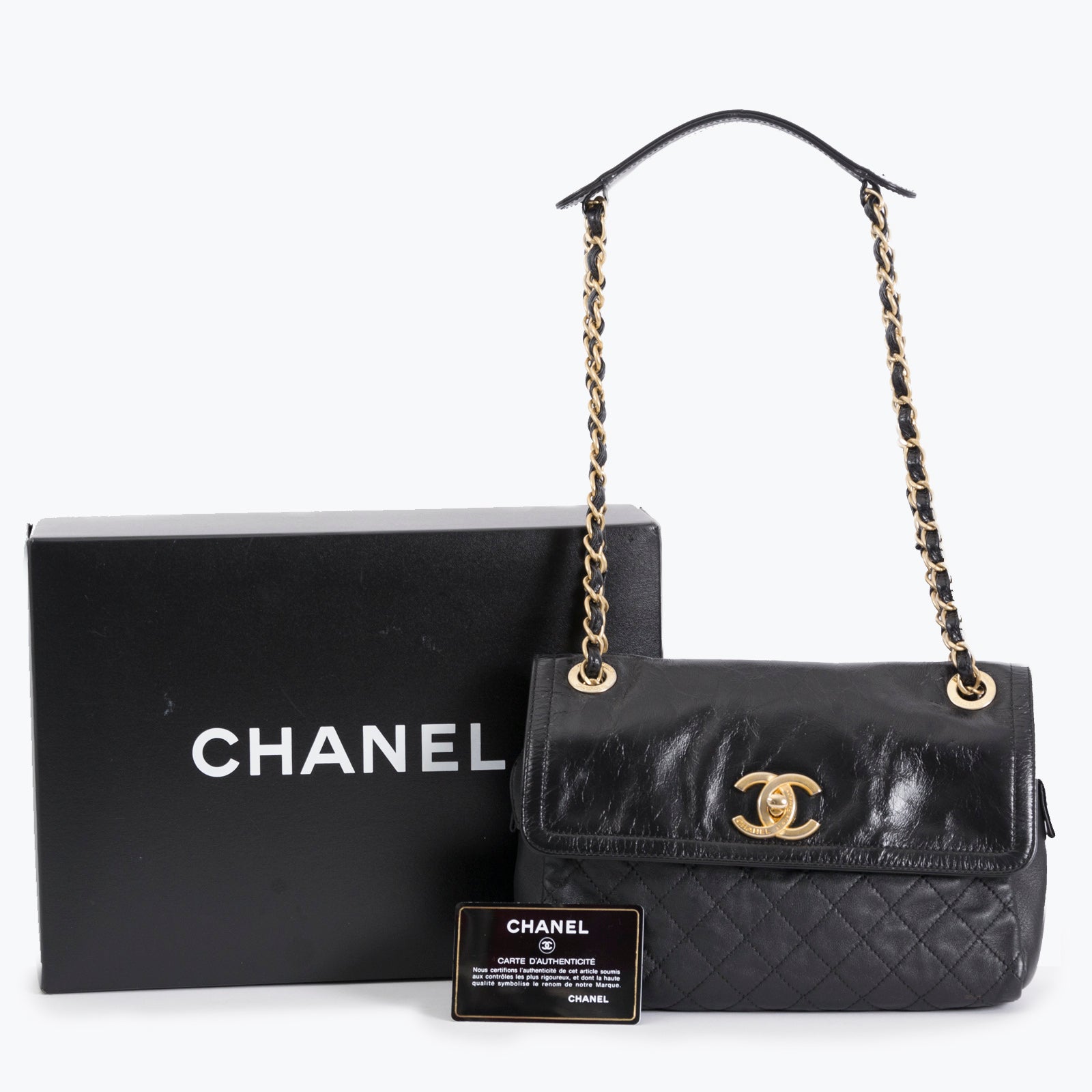 Koop en verkoop uw authentieke Chanel Black Leather Flap Bag aan de beste prijs