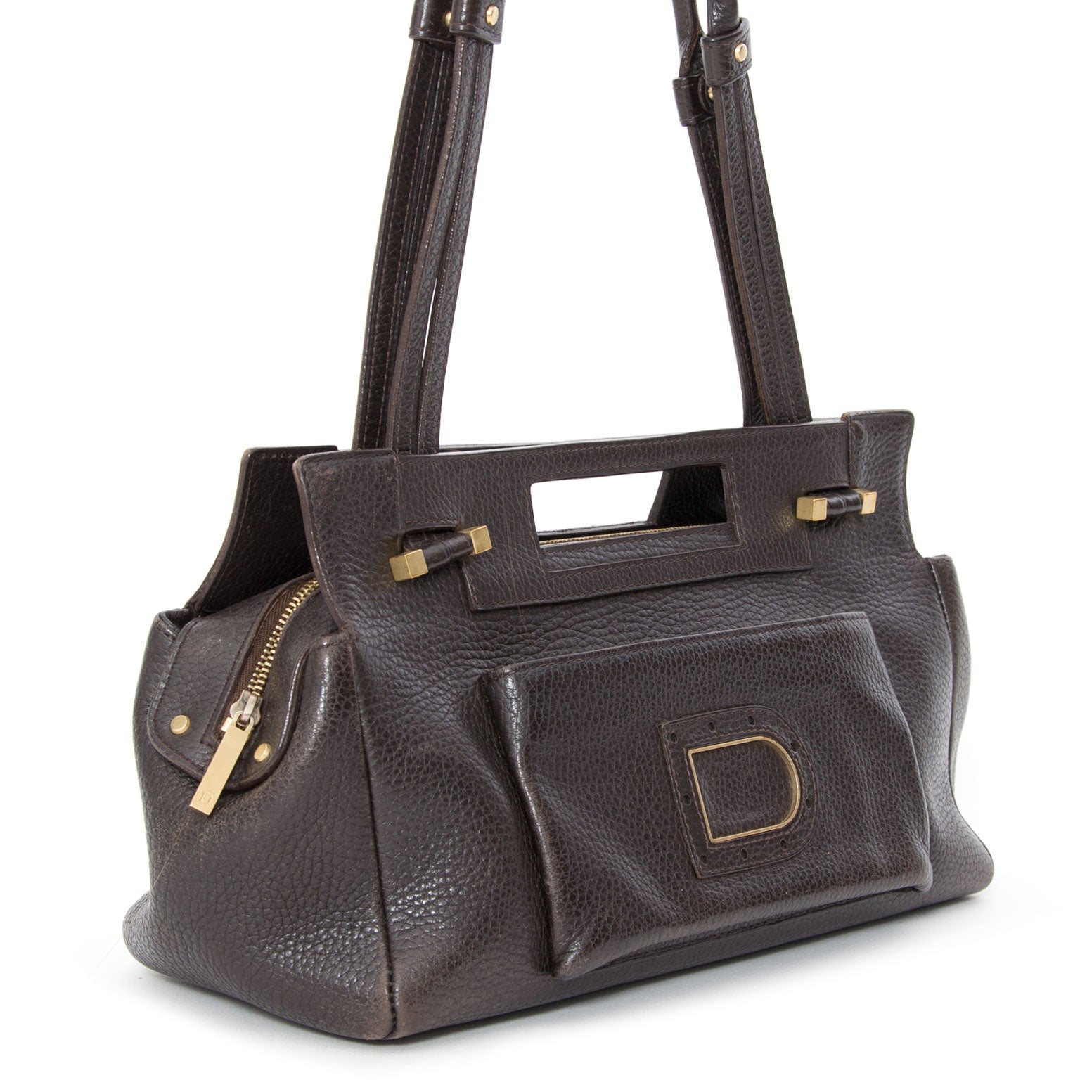 buy safe online secondhand Delvaux Benjamin Pm Dark Brown Bag