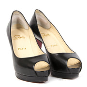 Christian Louboutin Black Leather Peep-toe Pumps - size 38