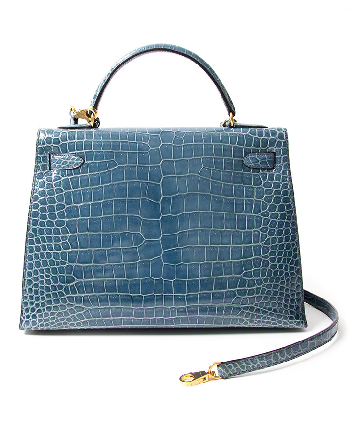 instant luxe Hermes croco porosus blue jean pour le meilleur prix 100% authentique occasion Belgique
