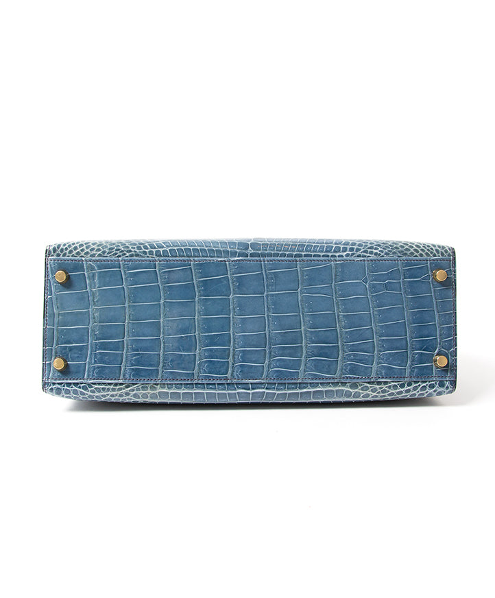 designer vintage Hermes kelly blue jean porosus crocodile like new 100% trustable online webshop worldwide shipping