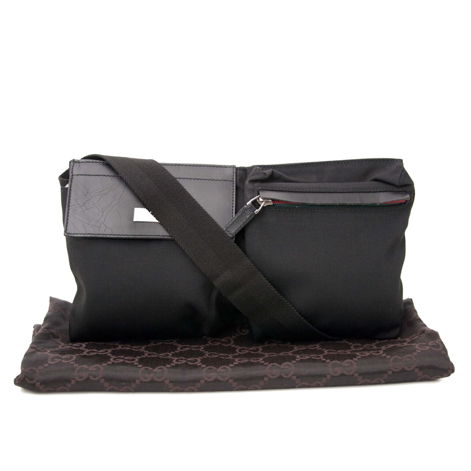 Beautiful unique Gucci Black Hip Bag, now safe online for sale on Labellov.com