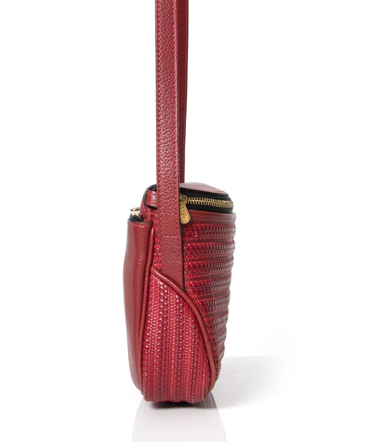 Delvaux Red 'Tissage Côtelé' Cross Body Bag. koop veilig online tweedehands delvaux schoudertas aan de beste prijs veilig en snel
