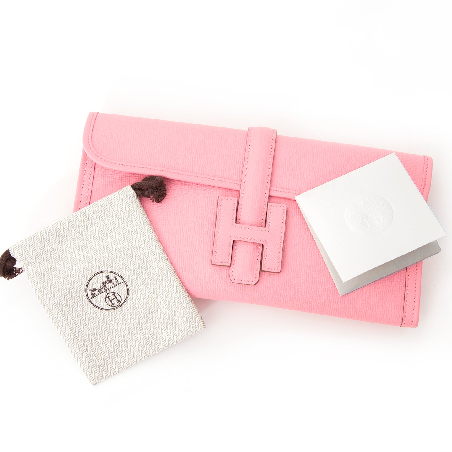 Hermès Jige PM Swift Rose Confetti 'H' Clutch buy safe online secondhand designer