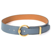 acheter en linge pour le meilleur prix koop veilig online aan de beste prijs Delvaux Grey Blue Belt with Circle Buckle net als nieuw