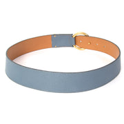koop veilig online tweedehands koop veilig online aan de beste prijs Delvaux Grey Blue Belt with Circle Buckle net als nieuw